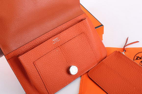 1:1 Quality Hermes Dogon Combined Wallets A508 Orange Replica - Click Image to Close